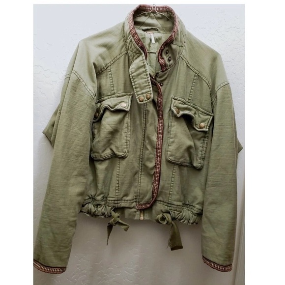 Women's Free People Green Utility Jacket Size Large - Picture 4 of 12